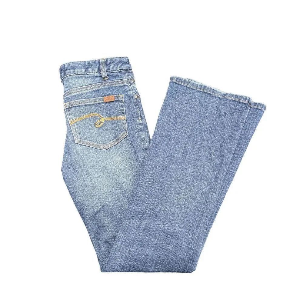 Justice Premium Jeans Simply Low Medium Wash Blue Jeans Bootcut Leg Kids 14R
